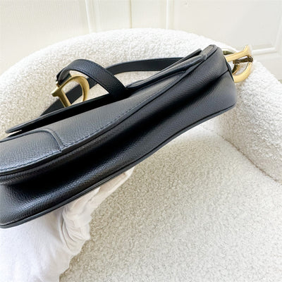 Dior Medium Saddle Bag in Black Grained Calfskin and AGHW