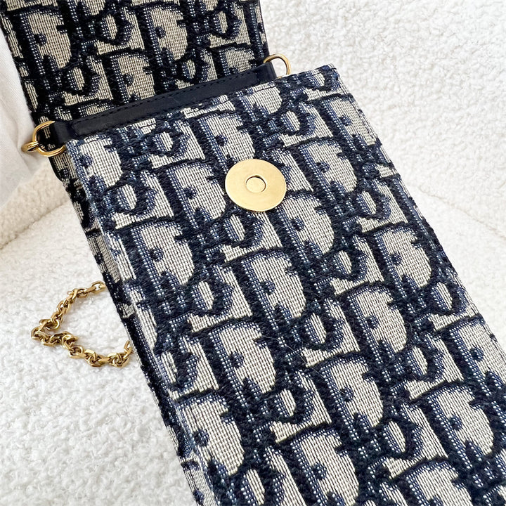 Dior Saddle Vertical Pouch in Blue Dior Oblique Jacquard AGHW Brands Lover