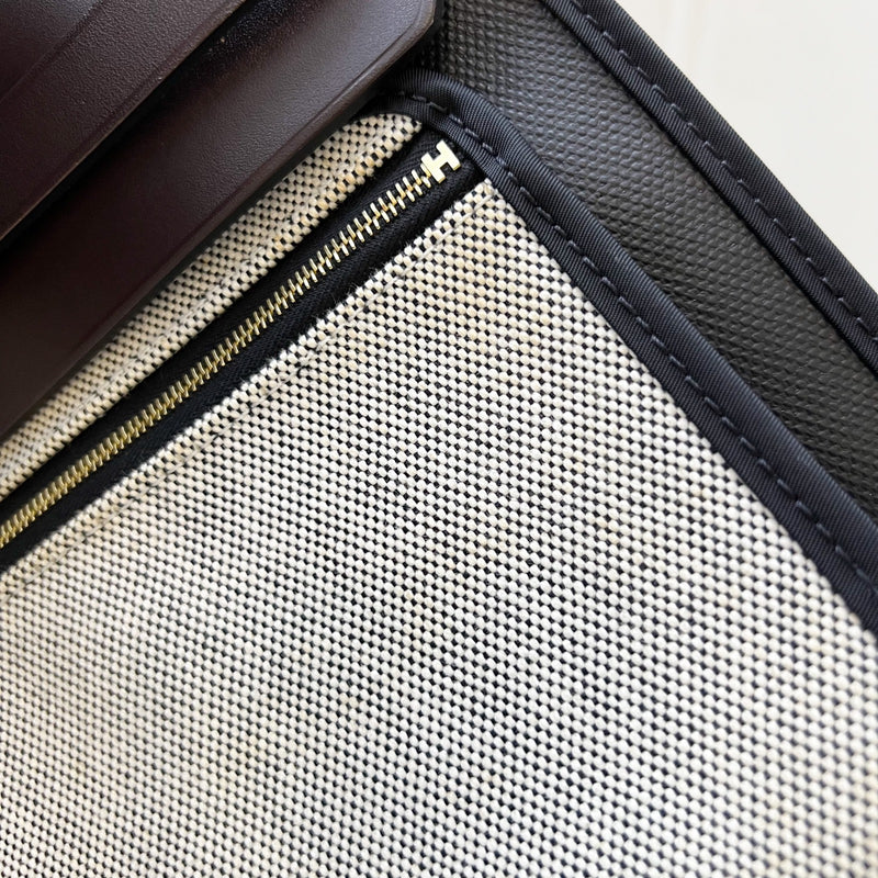 Hermes Herbag Zip 31 in Black Coated Canvas, Dark Brown Leather and GHW