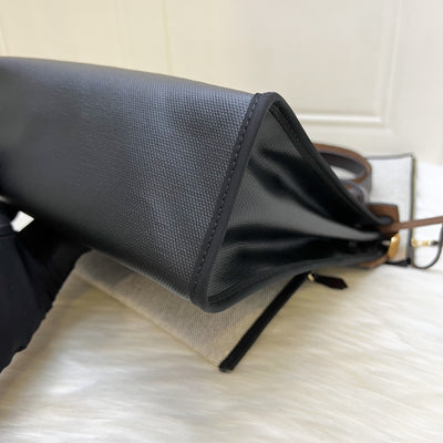 Hermes Herbag Zip 31 in Black Coated Canvas, Dark Brown Leather and GHW