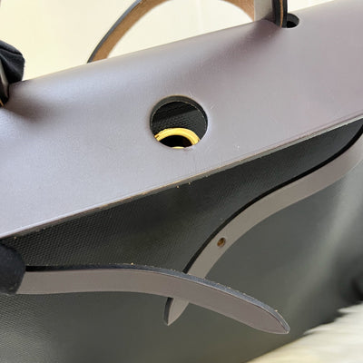 Hermes Herbag Zip 31 in Black Coated Canvas, Dark Brown Leather and GHW