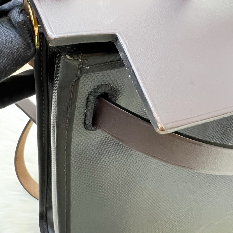 Hermes Herbag Zip 31 in Black Coated Canvas, Dark Brown Leather and GHW