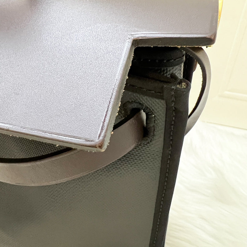 Hermes Herbag Zip 31 in Black Coated Canvas, Dark Brown Leather and GHW