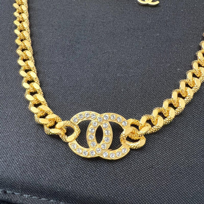Chanel Classic Choker with Crystal Studded CC Logo in GHW (Model: AB8930)