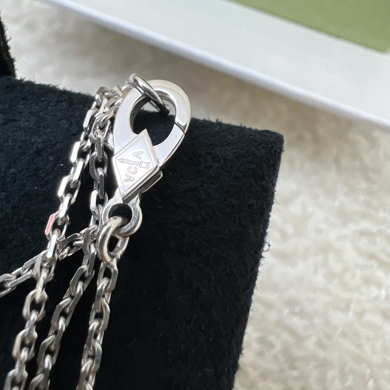 Van Cleef & Arpels VCA Holiday Pendant 2024 Vintage Alhambra Guilloche Necklace in 18K White Gold, 18K Rose Gold and 1 Diamond