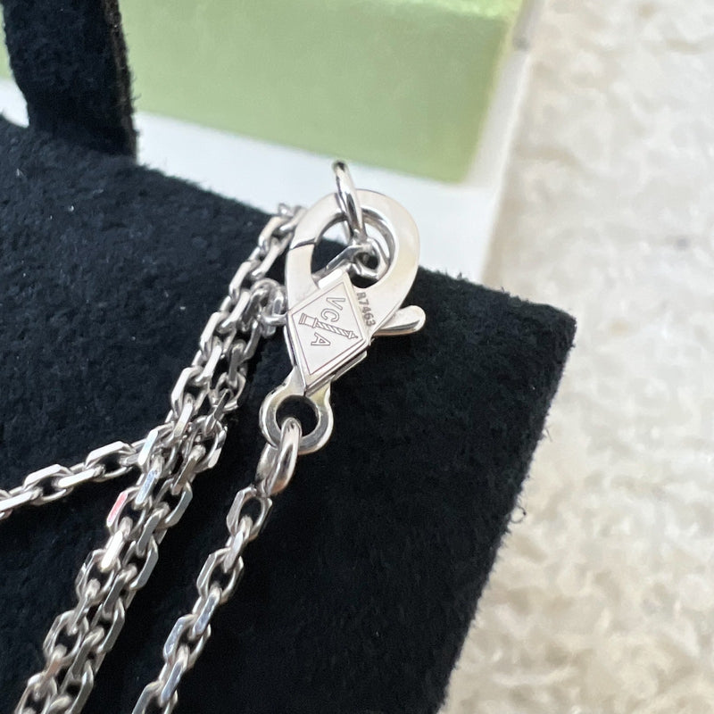 Van Cleef & Arpels VCA Holiday Pendant 2024 Vintage Alhambra Guilloche Necklace in 18K White Gold, 18K Rose Gold and 1 Diamond
