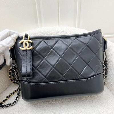 Chanel Small Gabrielle Hobo in Black Distressed Calfskin and 3 tone HW