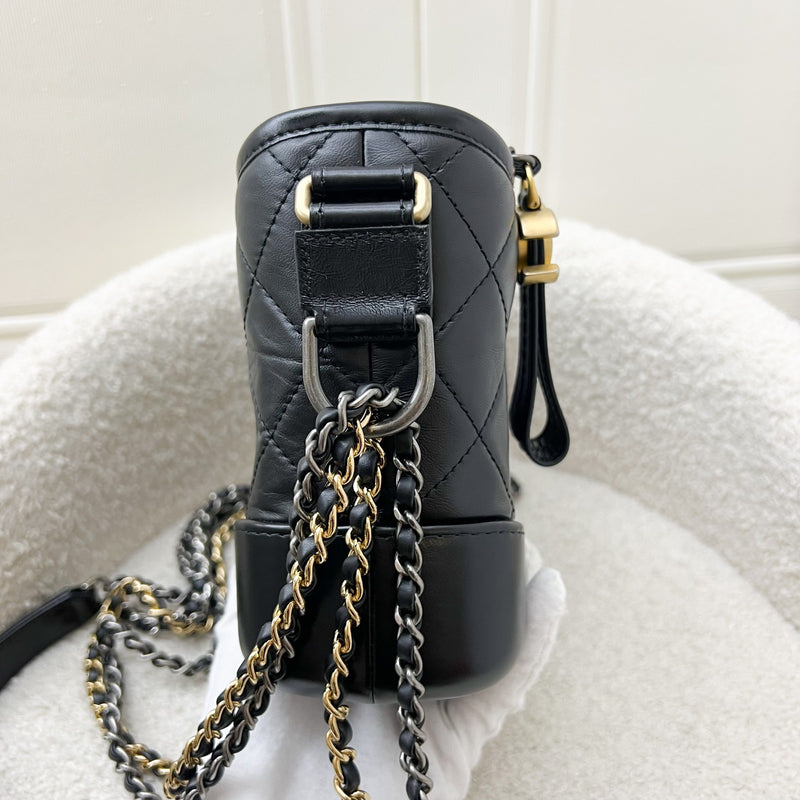 Chanel Small Gabrielle Hobo in Black Distressed Calfskin and 3 tone HW