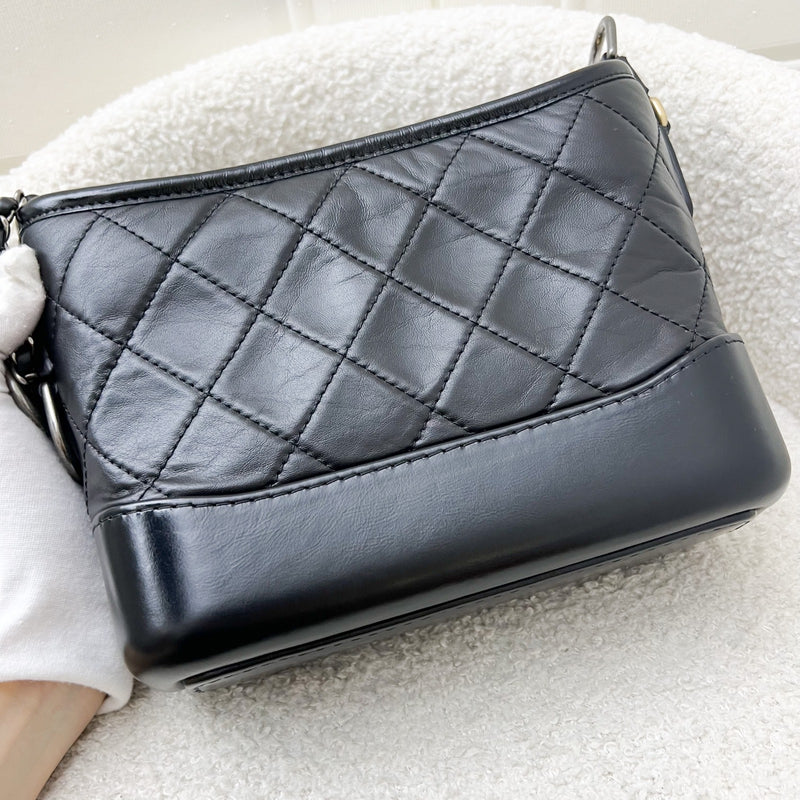 Chanel Small Gabrielle Hobo in Black Distressed Calfskin and 3 tone HW