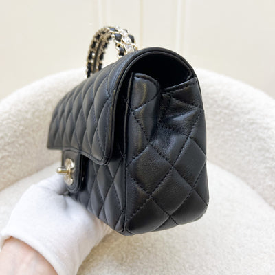 Chanel 23A Mini Rectangle Flap with Crystals Top Handle in Black Lambskin and LGHW