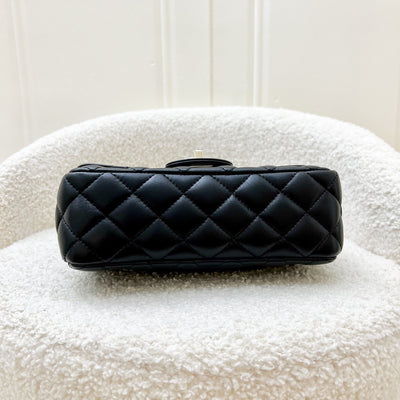 Chanel 23A Mini Rectangle Flap with Crystals Top Handle in Black Lambskin and LGHW