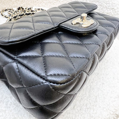 Chanel 23A Mini Rectangle Flap with Crystals Top Handle in Black Lambskin and LGHW