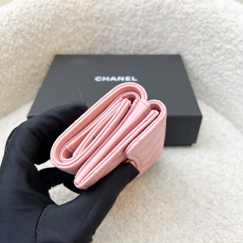 Chanel Trifold Small Wallet in 22C Pink Caviar LGHW