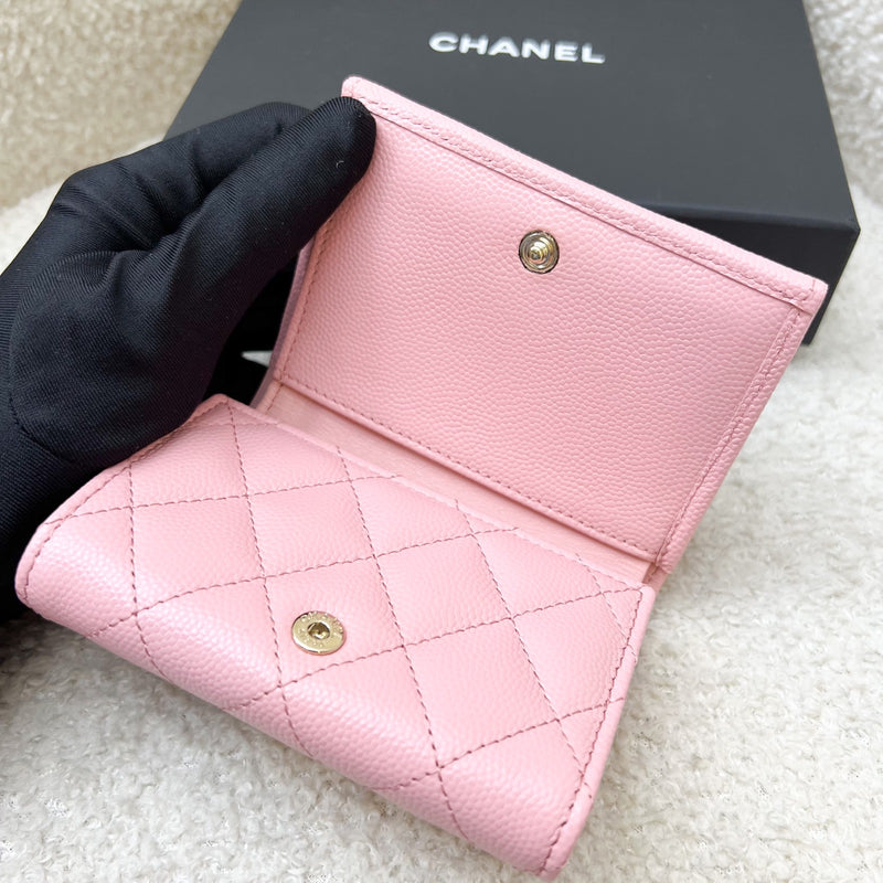 Chanel Trifold Small Wallet in 22C Pink Caviar LGHW