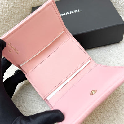 Chanel Trifold Small Wallet in 22C Pink Caviar LGHW