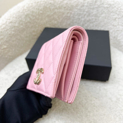 Chanel Bifold Wallet with Coin Compartment in Pink Caviar and AGHW