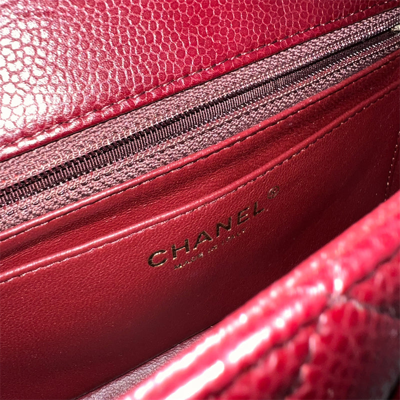 Chanel Medium Classic Flap CF in Red Caviar and SHW