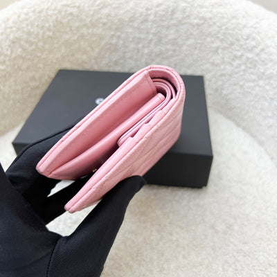 Chanel Bifold Wallet with Coin Compartment in Pink Caviar and AGHW