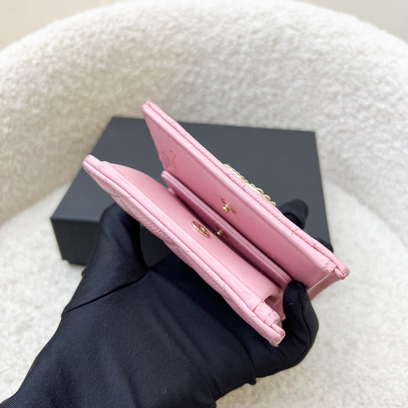 Chanel Bifold Wallet with Coin Compartment in Pink Caviar and AGHW