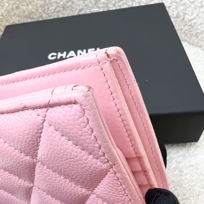 Chanel Bifold Wallet with Coin Compartment in Pink Caviar and AGHW