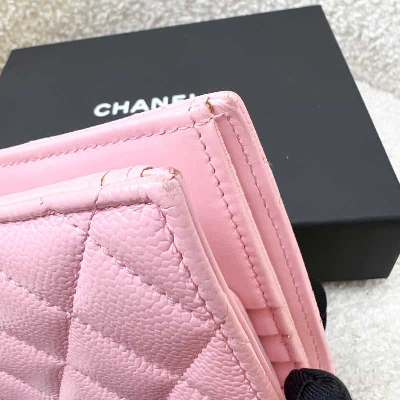 Chanel Bifold Wallet with Coin Compartment in Pink Caviar and AGHW