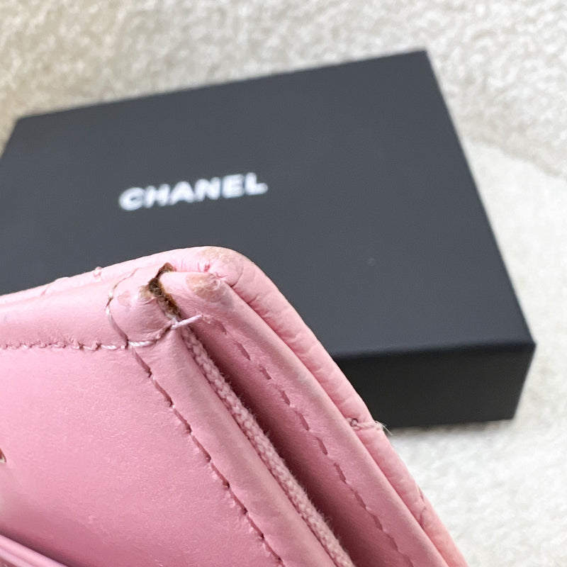 Chanel Bifold Wallet with Coin Compartment in Pink Caviar and AGHW
