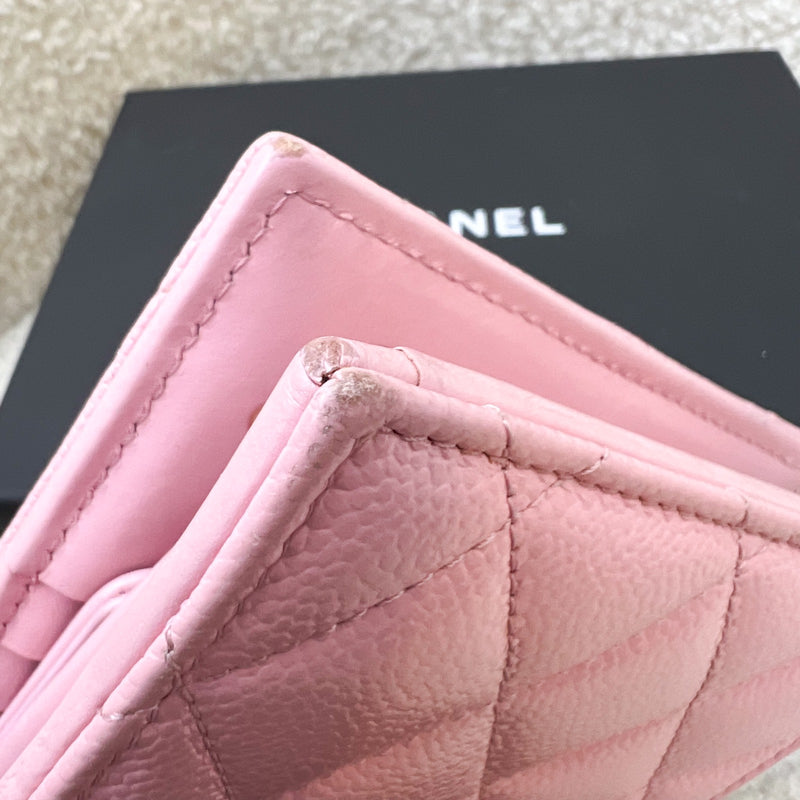 Chanel Bifold Wallet with Coin Compartment in Pink Caviar and AGHW