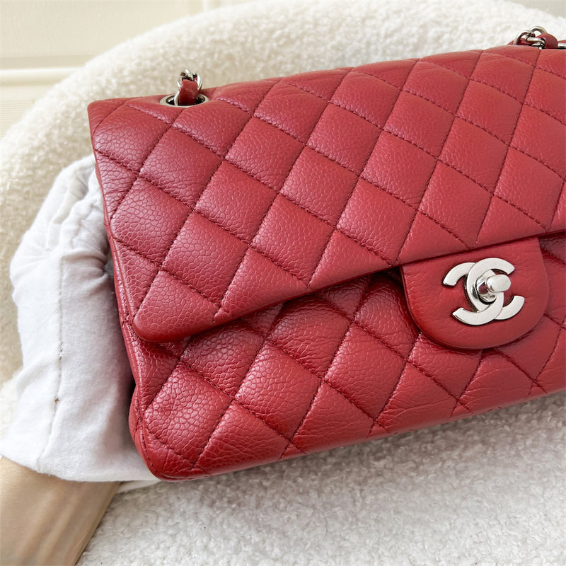 Chanel Medium Classic Flap CF in Red Caviar and SHW