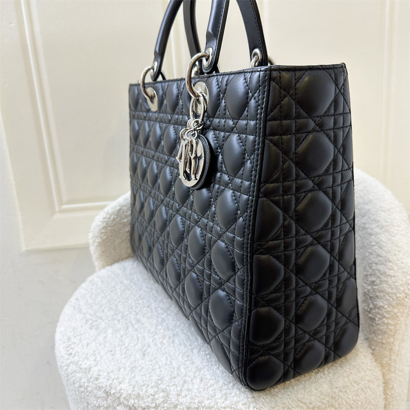 Dior Large Lady Dior in Black Lambskin and SHW