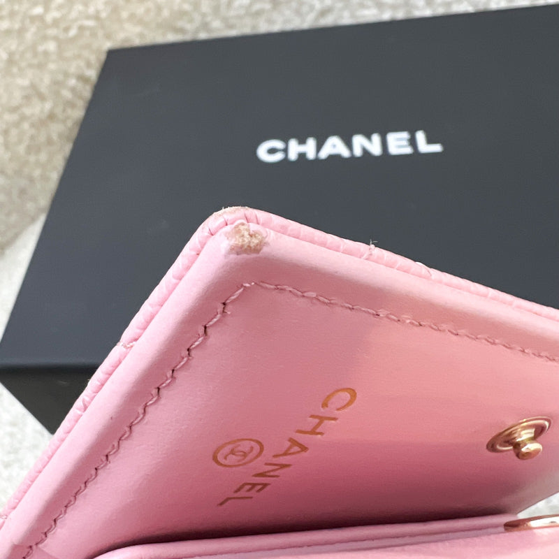 Chanel Bifold Wallet with Coin Compartment in Pink Caviar and AGHW