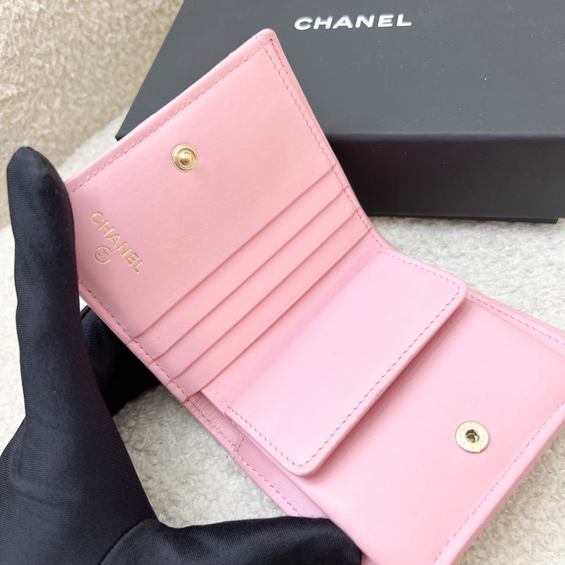 Chanel Bifold Wallet with Coin Compartment in Pink Caviar and AGHW
