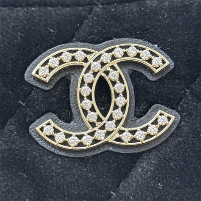 Chanel VIP Gift Crossbody Bag with Crystal Studded CC Logo in Black Velvet and LGHW