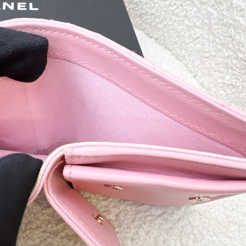 Chanel Bifold Wallet with Coin Compartment in Pink Caviar and AGHW