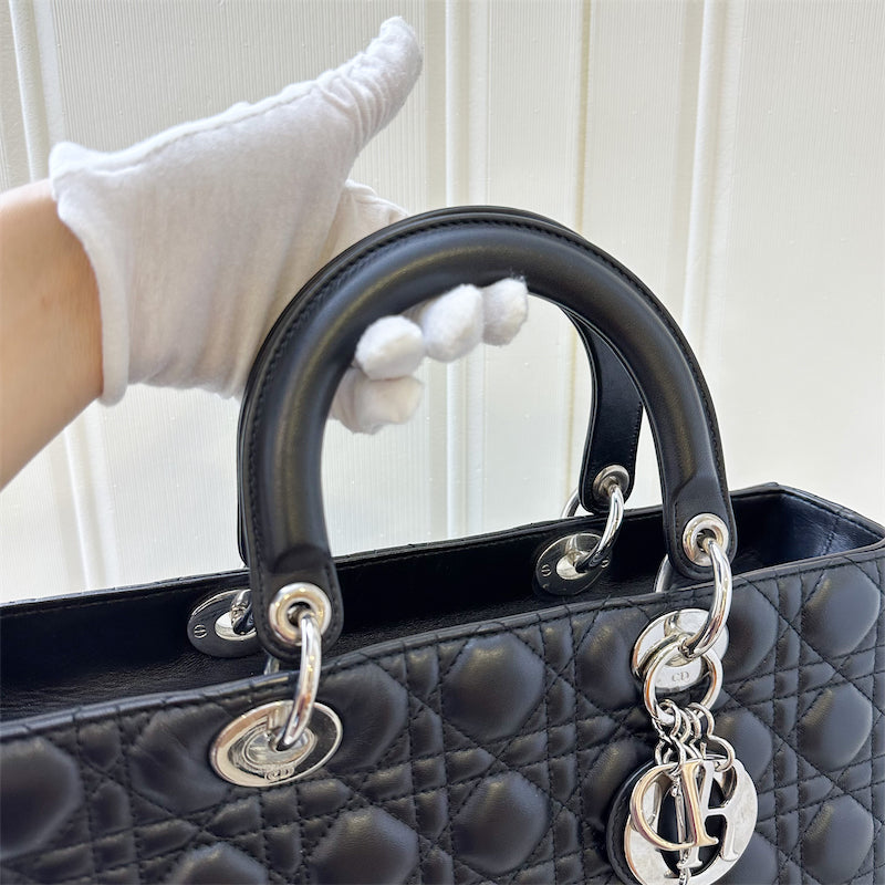 Dior Large Lady Dior in Black Lambskin and SHW