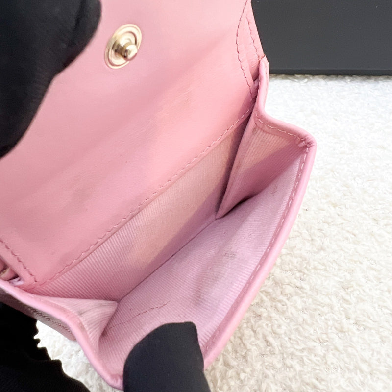 Chanel Bifold Wallet with Coin Compartment in Pink Caviar and AGHW
