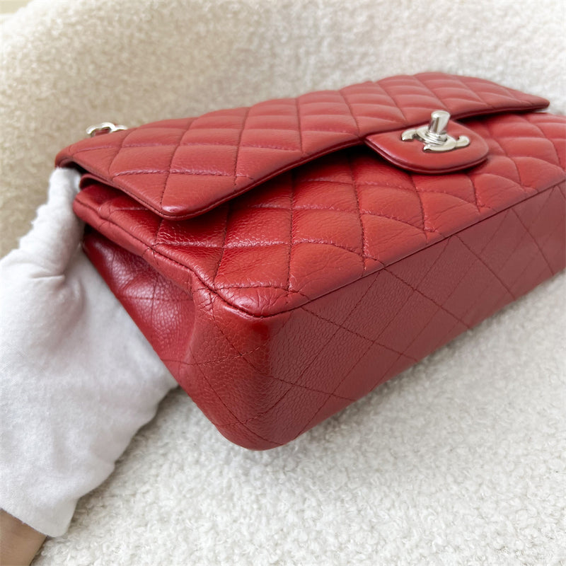 Chanel Medium Classic Flap CF in Red Caviar and SHW