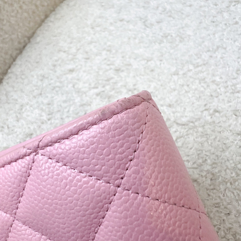 Chanel Bifold Wallet with Coin Compartment in Pink Caviar and AGHW