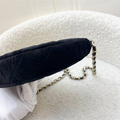 Chanel VIP Gift Crossbody Bag with Crystal Studded CC Logo in Black Velvet and LGHW