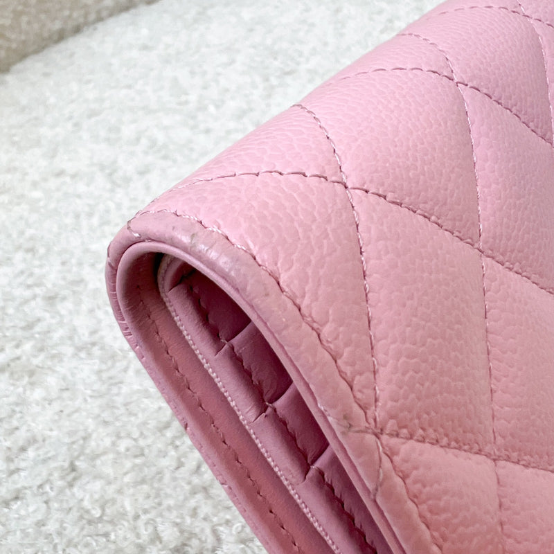 Chanel Bifold Wallet with Coin Compartment in Pink Caviar and AGHW