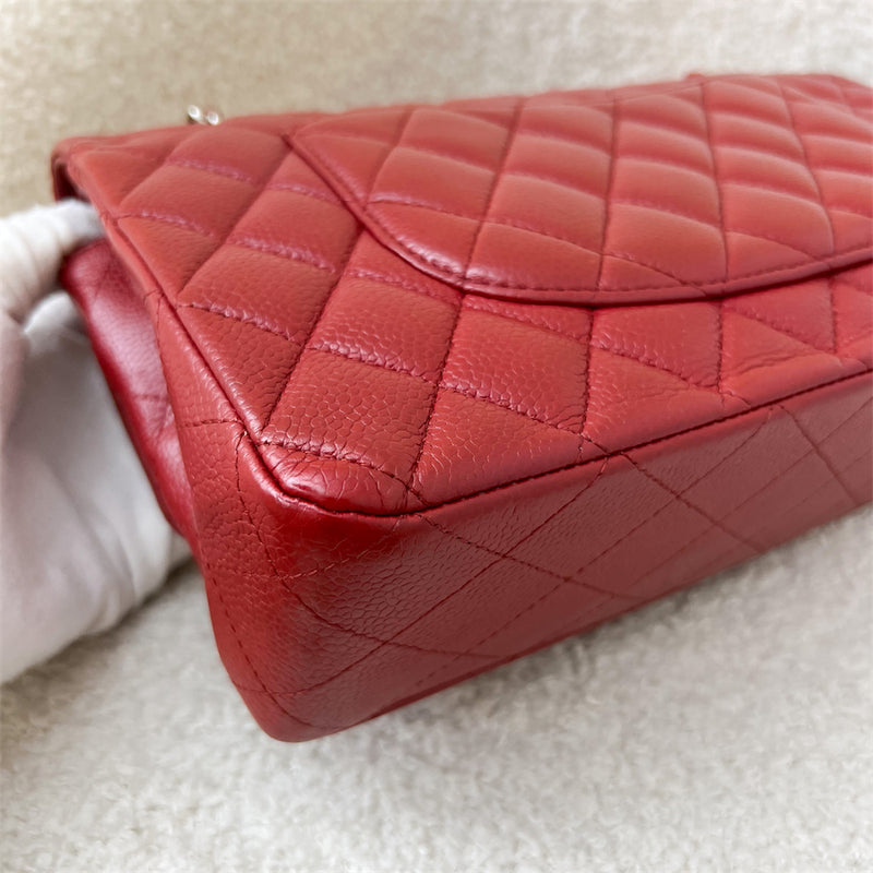 Chanel Medium Classic Flap CF in Red Caviar and SHW