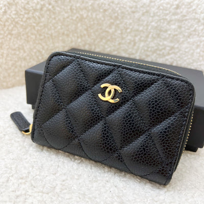 Chanel Classic Zippy Card Holder in Black Caviar and GHW