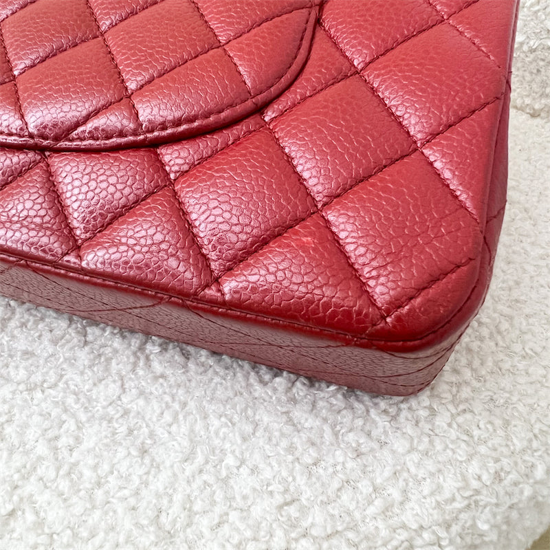 Chanel Medium Classic Flap CF in Red Caviar and SHW