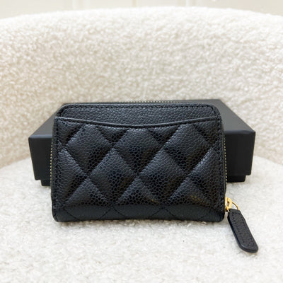 Chanel Classic Zippy Card Holder in Black Caviar and GHW