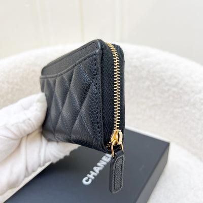 Chanel Classic Zippy Card Holder in Black Caviar and GHW