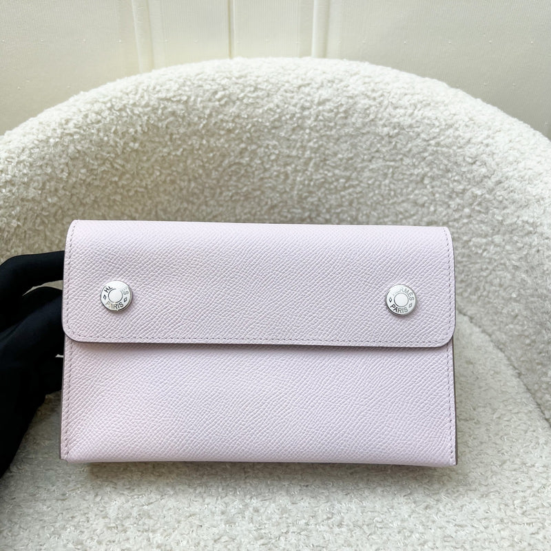 Hermes Hermesnap Wallet with Strap in Mauve Pale Epsom Leather and PHW