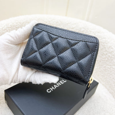 Chanel Classic Zippy Card Holder in Black Caviar and GHW