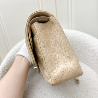 Chanel Medium Classic Flap CF in Beige Caviar and SHW