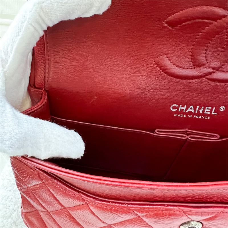 Chanel Medium Classic Flap CF in Red Caviar and SHW