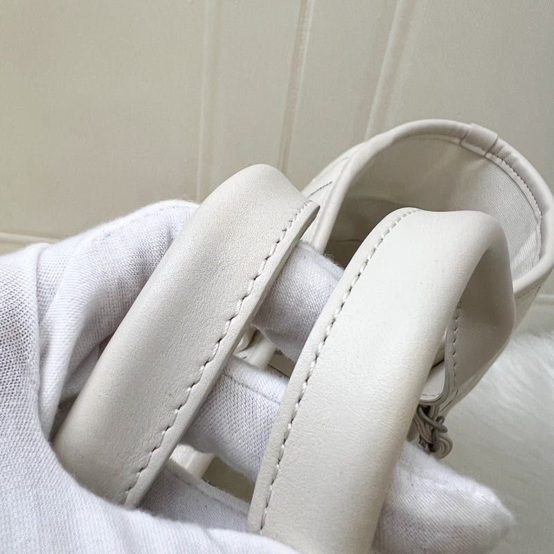 Chanel Medium / Large Deauville Tote in White Striped Fabric and LGHW