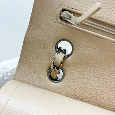 Chanel Medium Classic Flap CF in Beige Caviar and SHW